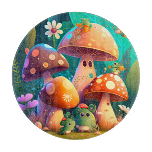 Lovely cute mushrooms cutting board