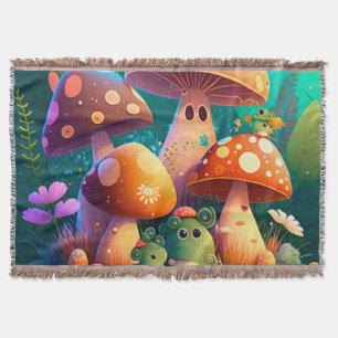 Lovely cute mushrooms for kid's room   throw blanket