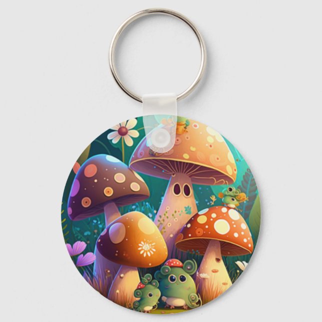 Lovely cute mushrooms   keychain (Front)
