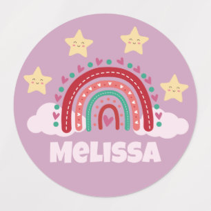 Lovely Cute Pink Red Rainbow Heart With Star