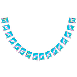 Lovely Cute White Unicorn Happy Birthday Bunting Flags