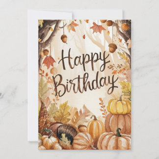 Lovely Cute Wish Autumn Fall Happy Birthday Card