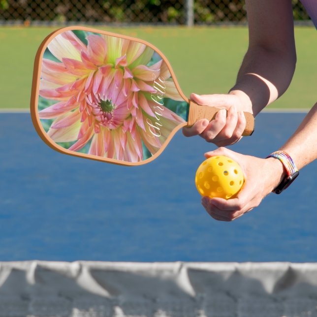 Lovely Dahlia Bloom with Name Floral Pickleball Paddle (Insitu)