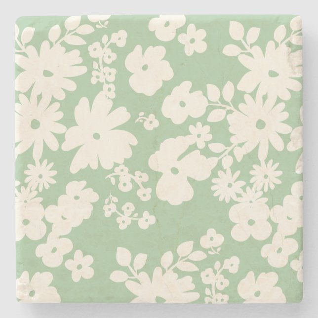 Lovely Daisies Pattern Custom Background Colours  Stone Coaster (Front)
