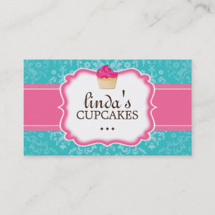 Lovely Damask Cupcake Business Cards