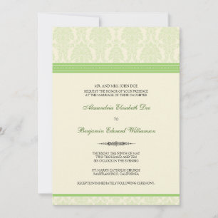 Lovely Damask Wedding Invitation (lime/cream)