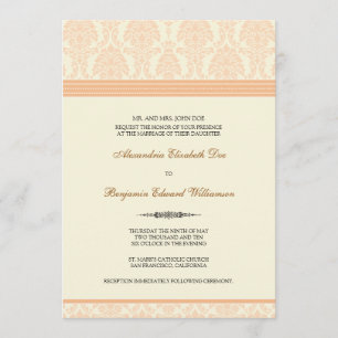 Lovely Damask Wedding Invitation (peach/cream)