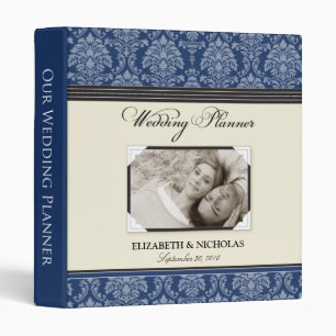 Lovely Damask Wedding Planner Binder (navy)