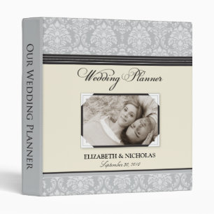 Lovely Damask Wedding Planner Binder (silver)