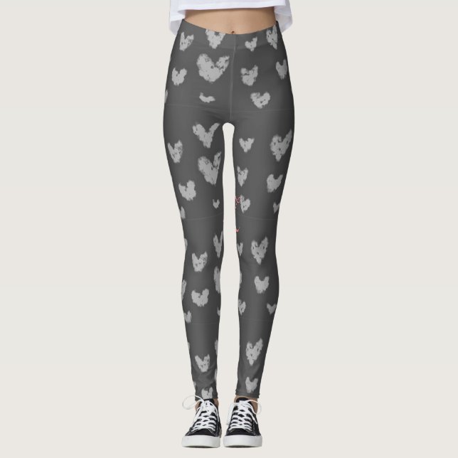 Lovely Day Cute Hearts Leggings (Front)