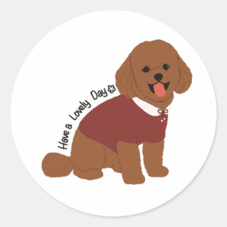 Lovely day dog classic round sticker