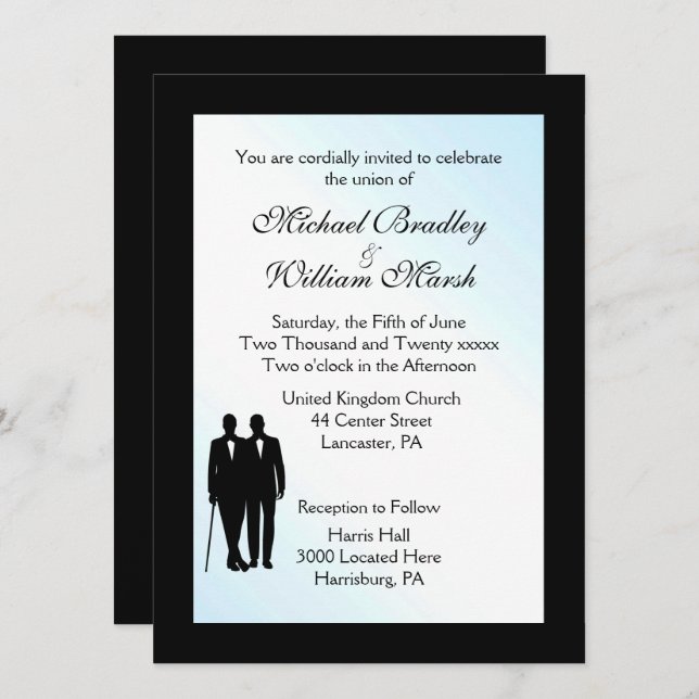 Lovely Day Gay Wedding Invitation (Front/Back)