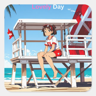 Lovely Day with Me on Sunny Beach. Sticker