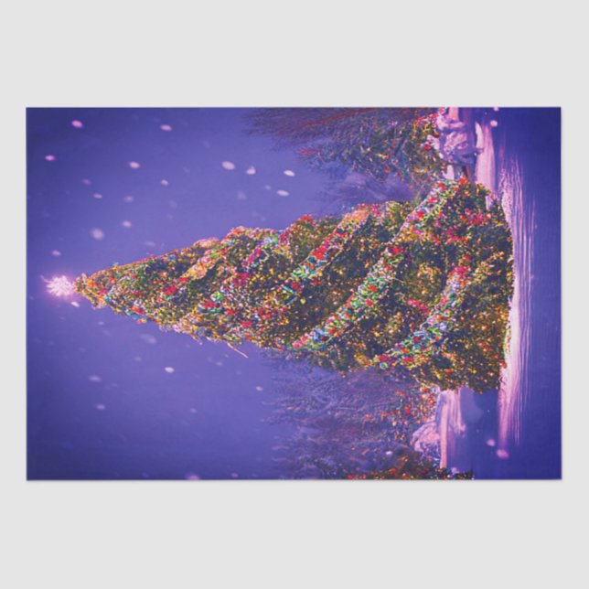 Lovely Decorated Christmas Tree Decoupage Tissue Paper (Front)