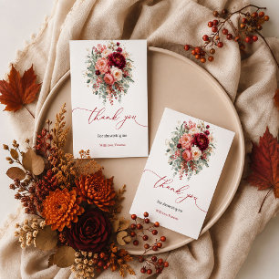 Lovely deep red eucalyptus autumn thank you card f