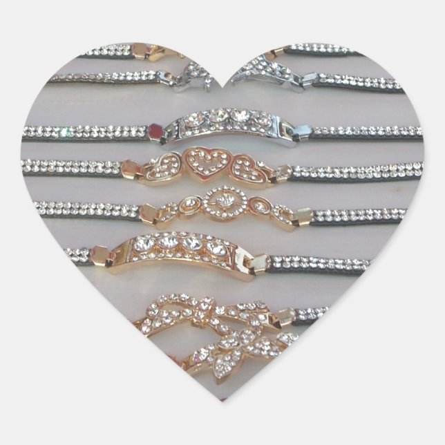 Lovely Diamind Jewellery heart design art collecti Heart Sticker (Front)