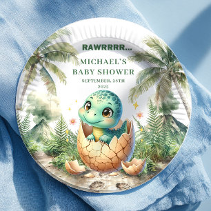 Lovely Dino Baby Shower Hatching Soon Name Plates