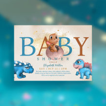 Lovely Dino Simple Funny Cute Baby Boy Shower