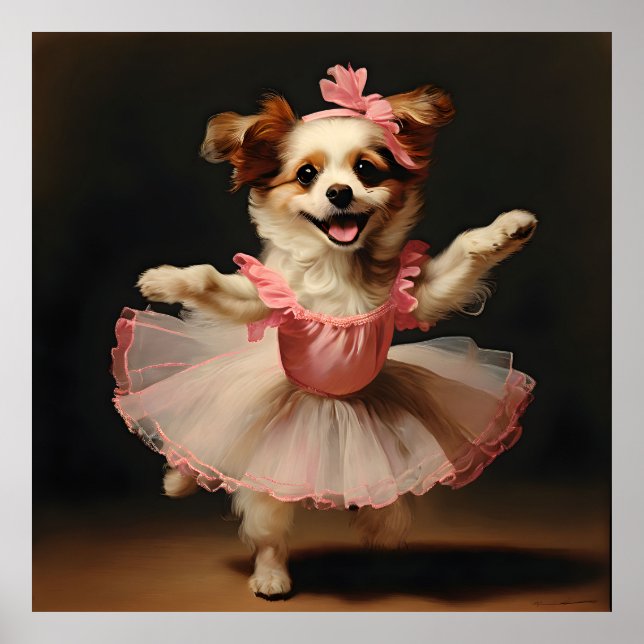 Lovely Dog Ballerina Dancing Vintage Poster (Front)