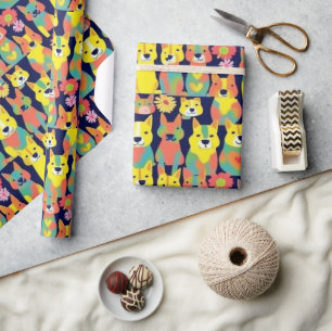 Lovely dogs colourful dogs pet vibes Wrapping Pape Paper