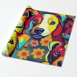 Lovely dogs colourful dogs pet vibes Wrapping Pape Paper