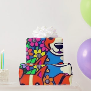 Lovely dogs colourful dogs pet vibes Wrapping Pape Paper