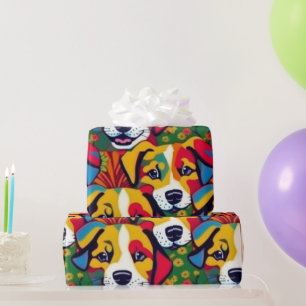 Lovely dogs colourful dogs pet vibes Wrapping Pape Wrapping Paper