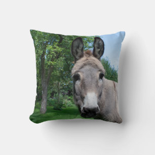 Lovely Donkey Portrait Throw Pillow