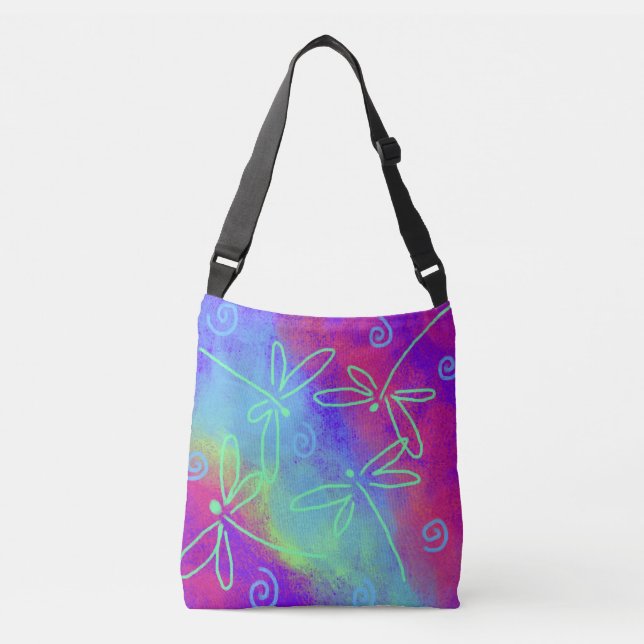 Lovely Dragonflies Abstract Art Crossbody Bag (Front)