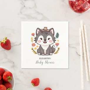 Lovely Dreamy Wolf Baby Shower Napkin