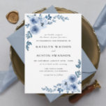 lovely dusty blue floral wedding invitation<br><div class="desc">dusty blue themed wedding design with watercolor flowers. The colours and text can be personalized.</div>