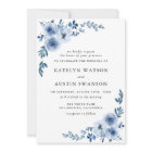 lovely dusty blue floral wedding invitation