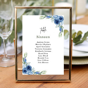 Lovely Dusty Blue Floral Wedding Table Number