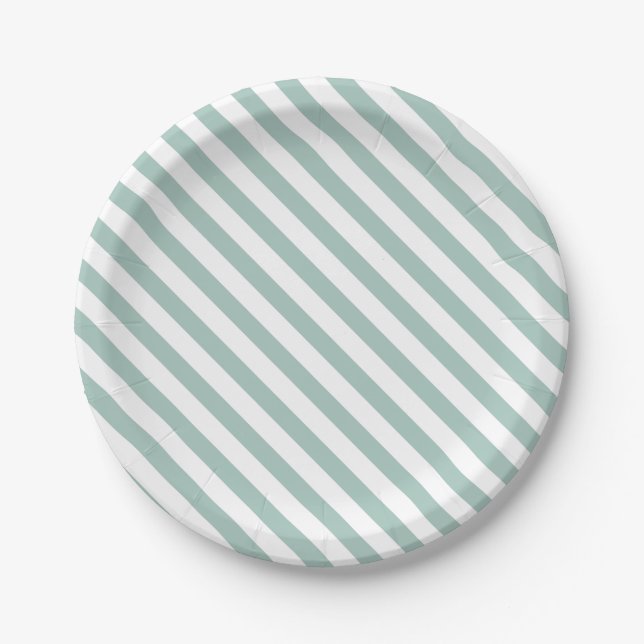 Lovely dusty blue pastel Birthday party modern Paper Plate (Front)