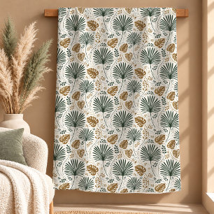 Lovely Dusty Green Palm Leaves Blanket