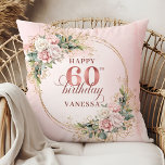 Lovely Dusty Pink Bohemian Greenery 60th birthday  Throw Pillow<br><div class="desc">✅ For matching items search 36-60 in my collections ✅ Celebrate a special milestone with this elegant 60th birthday pillow featuring watercolor rose gold, dusty pink and blush pink flowers, eucalyptus greenery, and a shimmering gold frame. This boho floral design adds charm and warmth to any space. A beautiful keepsake...</div>