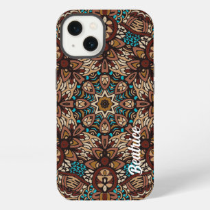 Lovely Earth Tones Turquoise Blue Brown Mandala iPhone 13 Case