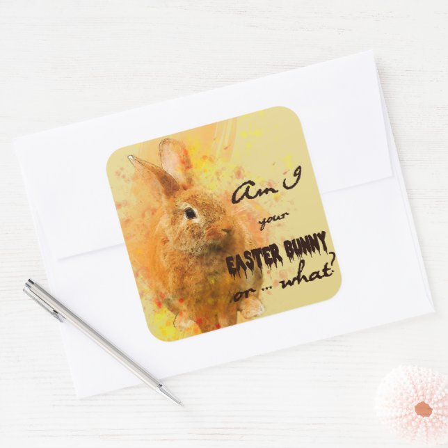 Lovely Easter Bunny Watercolor Square Sticker (Envelope)