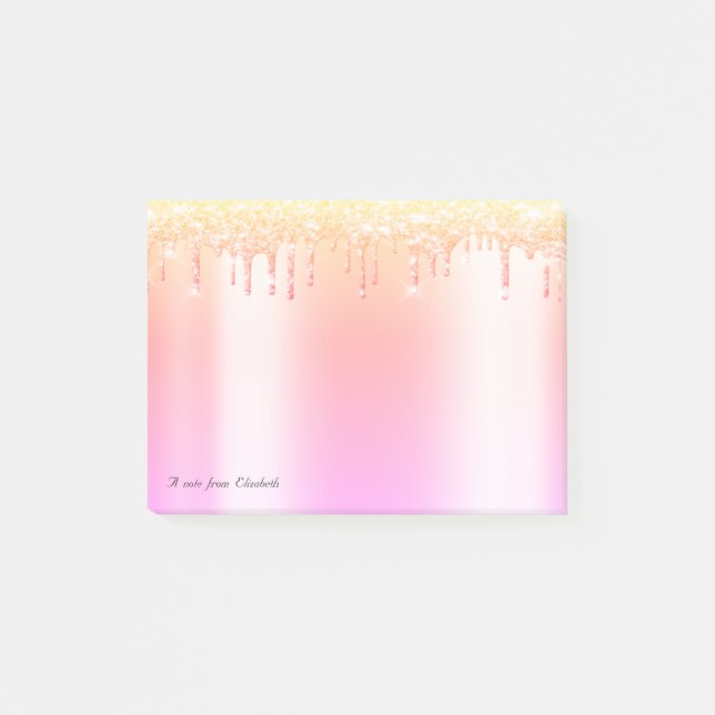 Lovely Elegant Ombre Glitter Drips Post-it Notes (Front)