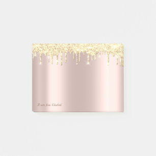 Lovely Elegant Rose Gold,Gold Glitter Drips Post-it Notes