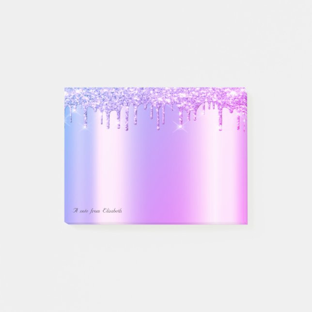 Lovely Elegant Violet Glitter Drips Post-it Notes (Front)