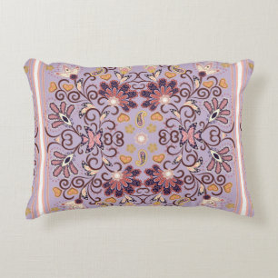 Lovely ethnic indian flowers. Beautiful ornament. Accent Pillow