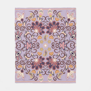 Lovely ethnic indian flowers. Beautiful ornament. Fleece Blanket