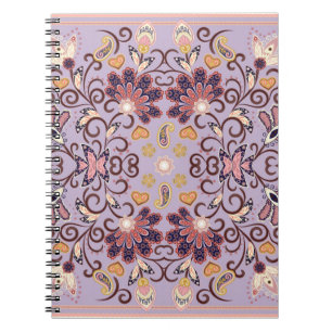 Lovely ethnic indian flowers. Beautiful ornament. Notebook