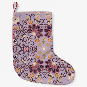 Lovely ethnic indian flowers. Beautiful ornament. Small Christmas Stocking