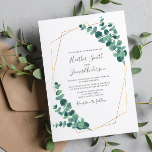 Lovely Eucalyptus Geometric Wreath Wedding Invitation