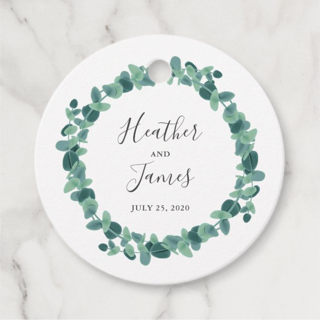 Lovely Eucalyptus Wedding Favour Tags (Front)