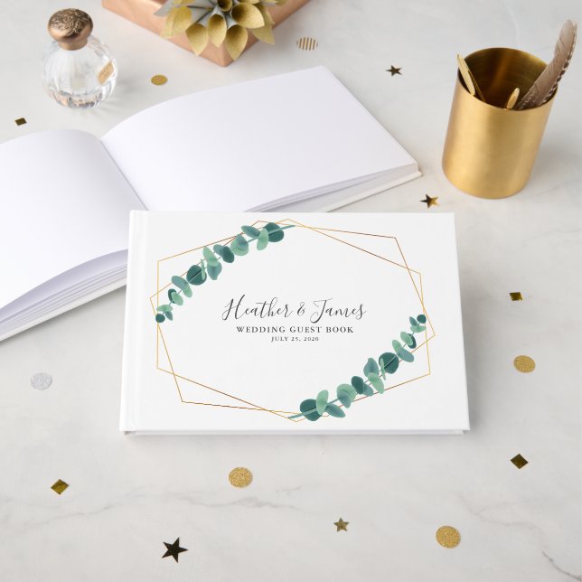 Lovely Eucalyptus Wedding Guest Book (Front Open)
