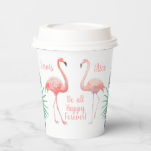 Lovely Fairy Tale For Two Flamingo Tropical Flower Paper Cups