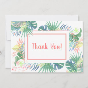 Lovely Fairy Tale For Two Flamingo Tropical Flower Thank You Card